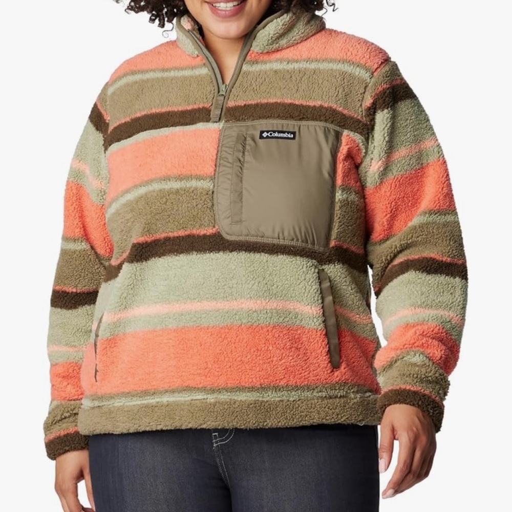 Columbia West Bend Quarter Zip Pullover Fleece Jacket Stone Green Size 1X